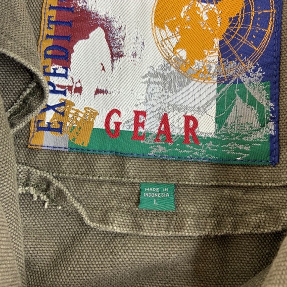 Vtg London Fog Structure Expedition Gear Green Canvas Trench Coat Leather Collar - Picture 3 of 6